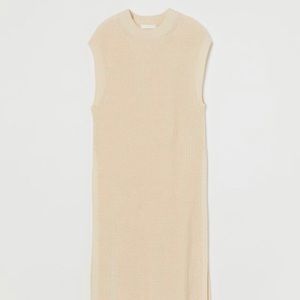H&M: Rib-knit dress/Midi dress/ Dresses/ Light beige/ Women